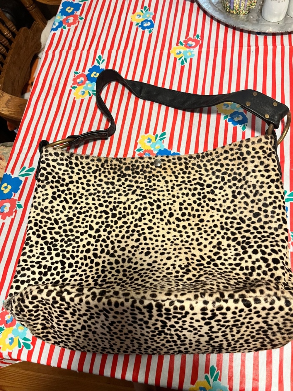 Wild Goose Cheetah print leather and hair large shoulder bag - Picture 2 of 9